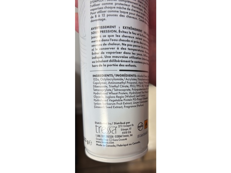 Tressa Professional Thermal Working Hair Spray, Medium Hold, 10.5 oz/260 mL