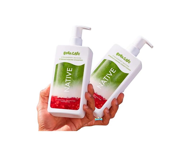 Native Boba Cafe Shampoo & Conditioner, Strawberry Matcha, 16.5 fl oz/487 mL, Pack Of 2