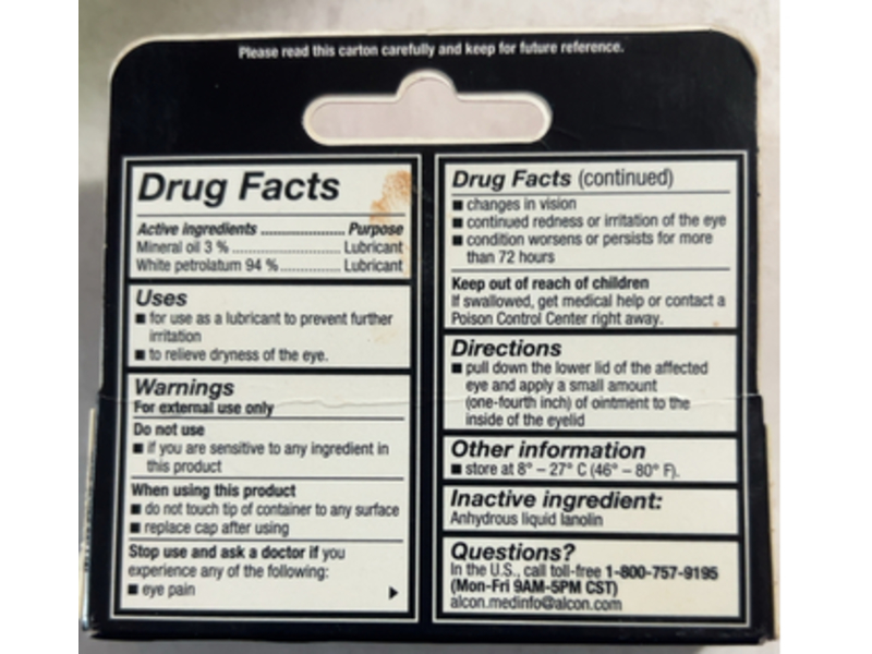Genteal Tears Night - Time Lubricant Eye Ointment, 0.12 fl oz/3.5 g, Pack Of 3