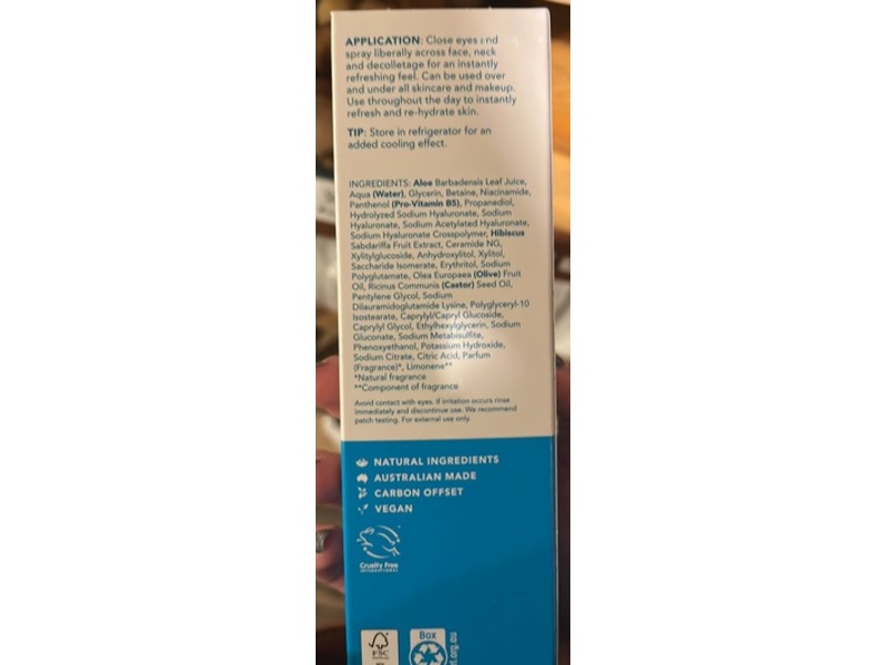 Sukin AquaBoost 3D Hydration Mist, Hyaluronic Acid, 4.23 fl oz/125 mL