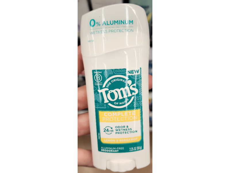 Tom's Of Maine Complete Protection Deodorant, Lemon & Bergamot, 2.25 oz/64 g
