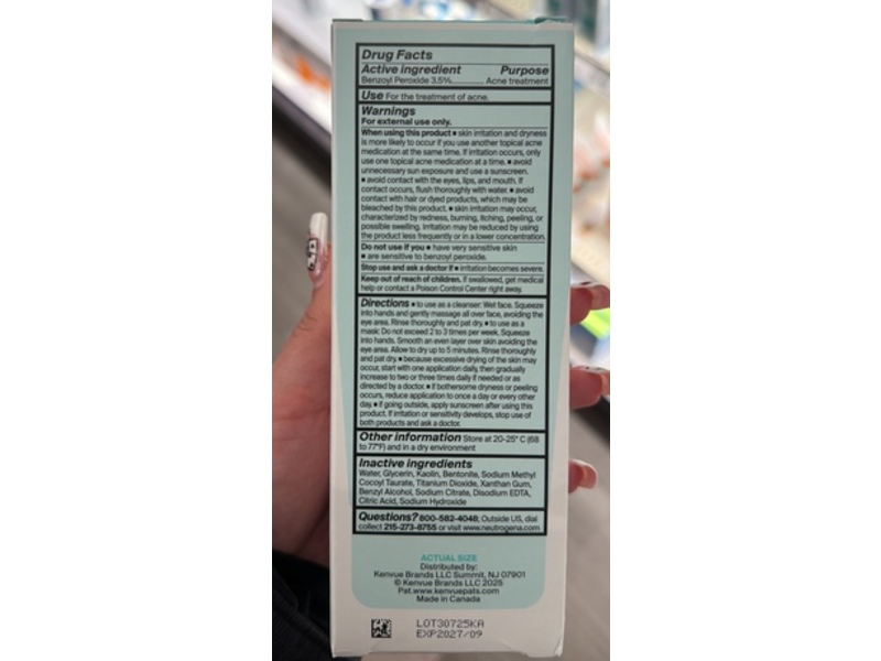 Neutrogena Evenly Clear Acne Cleansing Face Mask, 4.2 fl oz/125 mL