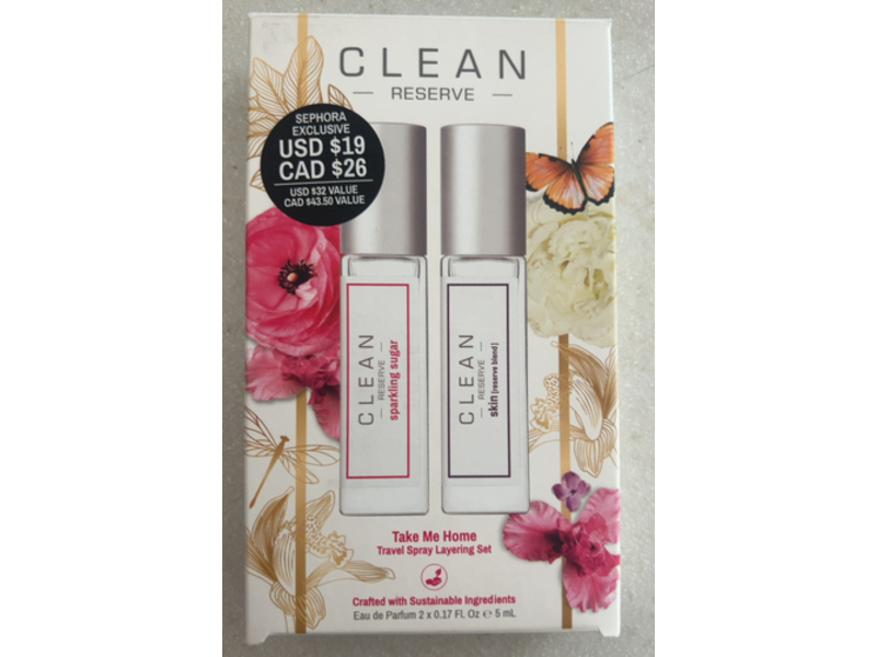 Clean Reserve Take Me Home Travel Spray Layering Set, Sparkling Sugar & Skin, 0.17 fl oz/5 mL