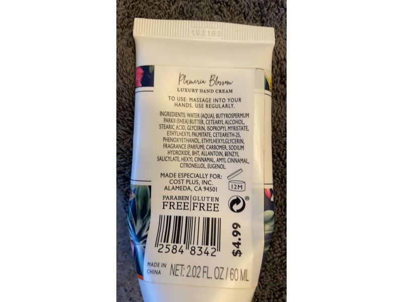 Addison & Gates Luxury Hand Cream, Plumeria Blossom, 2.02 fl oz/60 mL