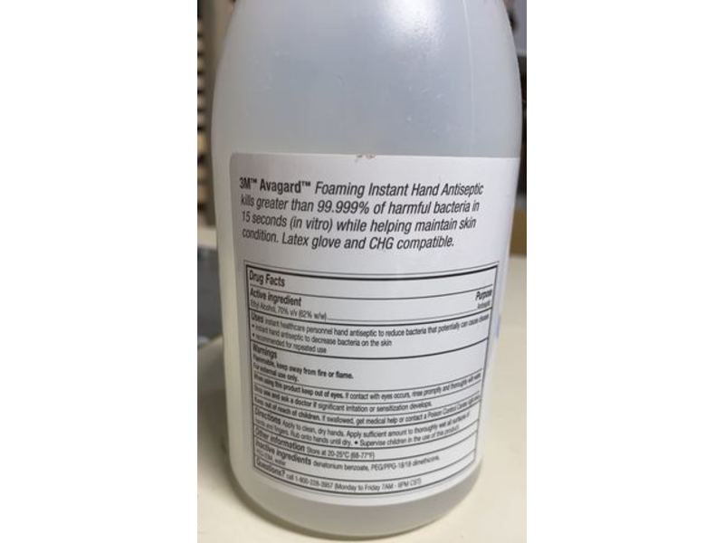3M Avagard Foaming Instant Hand Antiseptic, 16.9 fl oz/500 mL