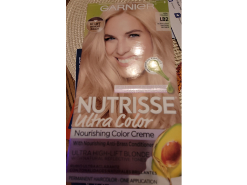 Garnier Nutrisse Ultra Color Nourishing Hair Color Creme, LB2 Ultra Light Natural Blonde, 1 Applicator
