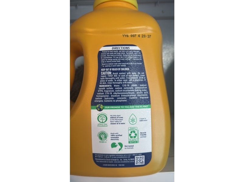 Arm & Hammer Liquid Laundry Detergent, Clean Burst, 110 Loads, 110 fl oz/3.25 L