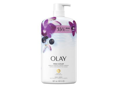 Olay Fresh Outlast Soothing Body Wash, Orchid & Black Currant, 30 fl oz/ 887 mL