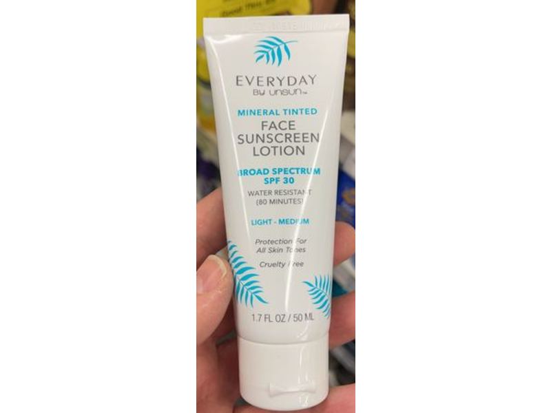Unsun Everyday Mineral Tinted Face Sunscreen Lotion, Light-Medium, SPF 30, 1.7 fl oz/50 mL