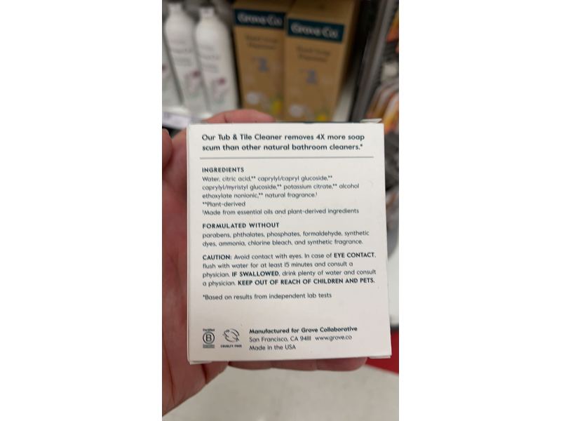 Grove Co. Concentrates Tub & Tile Cleaner Refills, Orange & Rosemary, 1 fl oz / 30 mL, 2 Count