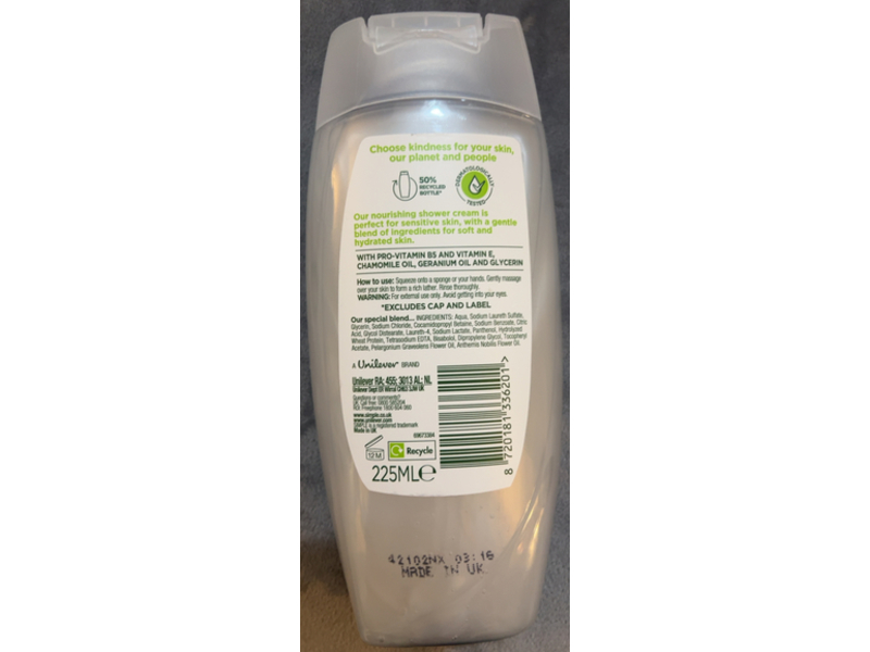 Simple Kind To Skin Nourishing Shower Cream, Geranium Oil, 225 mL, Pack Of 6