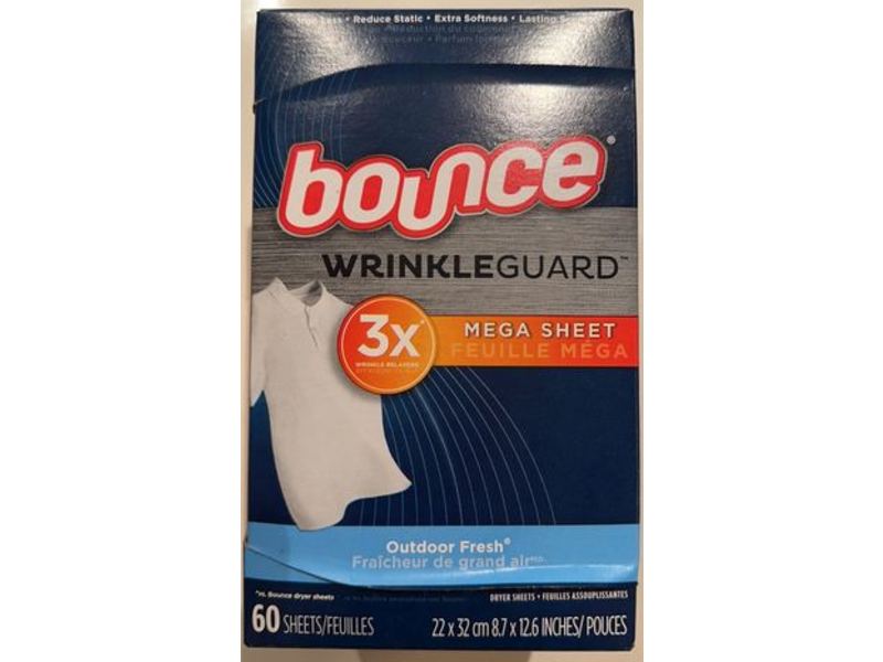 Bounce Wrinkle Guard Mega Sheet Dryer, Outdoor Fresh, 60 Count