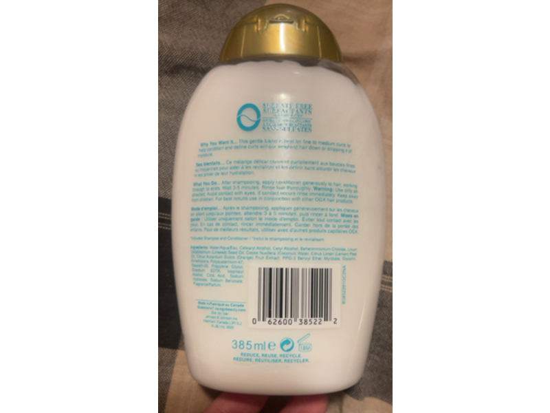 Ogx Conditioner Revitalisant, Lightweight + Coconut Fine Curls, 13 fl oz/385 mL