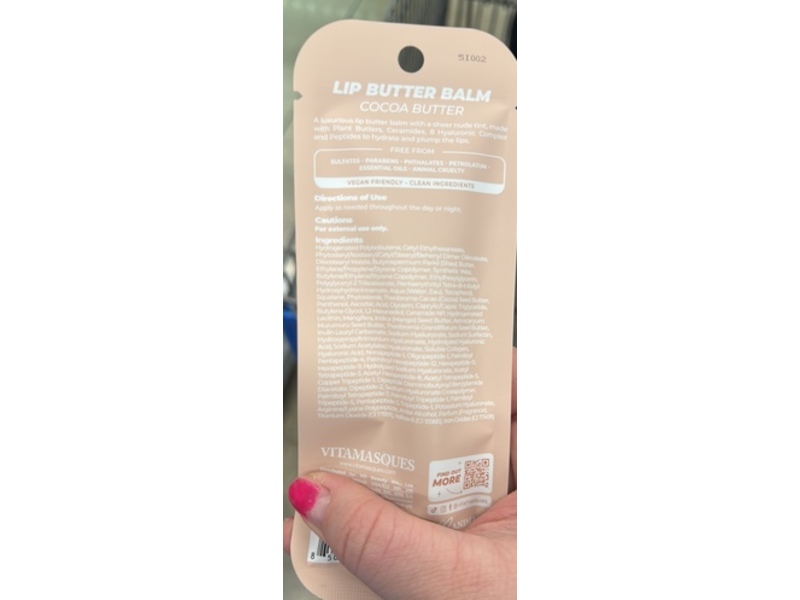 Vitamasques Lip Butter Balm, Cocoa Butter, 0.33 fl oz/10 mL, Pack Of 3