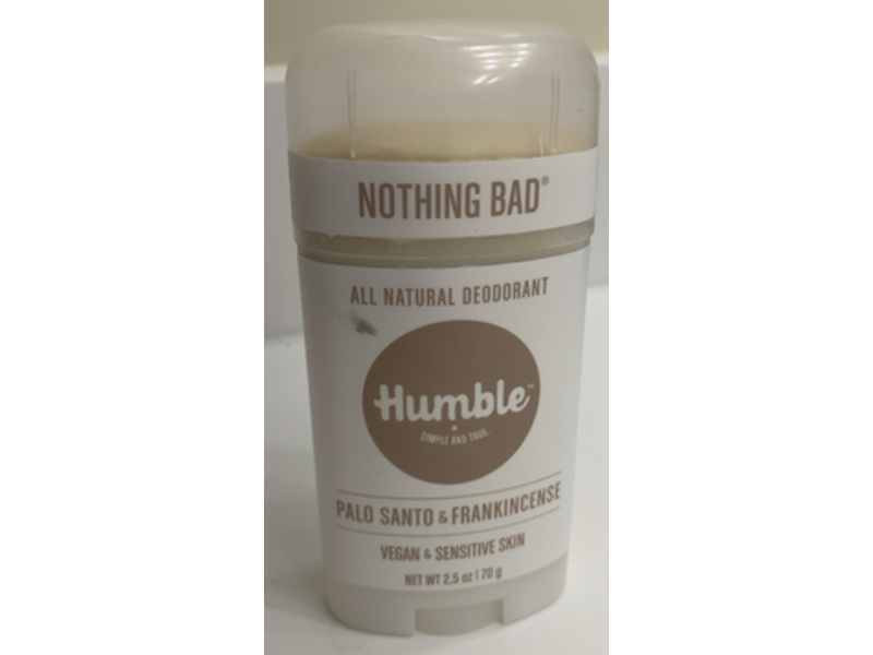 Humble Simple & True Nothing Bad All Natural Deodorant, Palo Santo & Frankincense, 2.5 oz/70 g