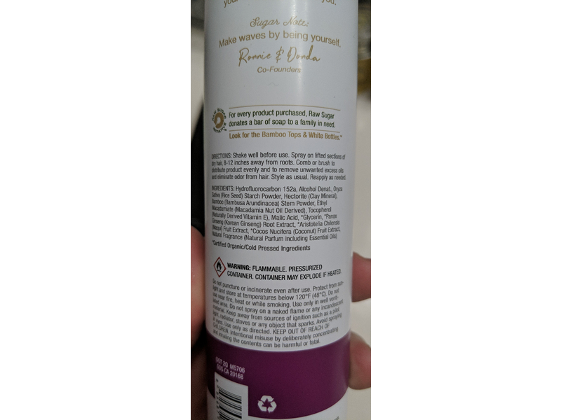 Raw Sugar Texture Dry Shampoo, Coconut + Maqui Berry, 5 oz/142 g