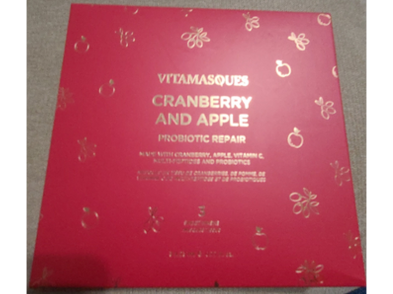 Vitamasques Probiotic Repair Sheet Mask, Cranberry And Apple, 0.77 fl oz/23 mL, 3 Count