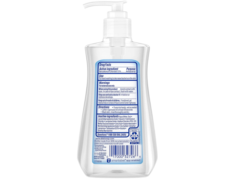 Dial Complete Antibacterial Liquid Hand Soap, Clean + Gentle, Fragrance Free, 7.5 fl oz/221 mL, Pack Of 12