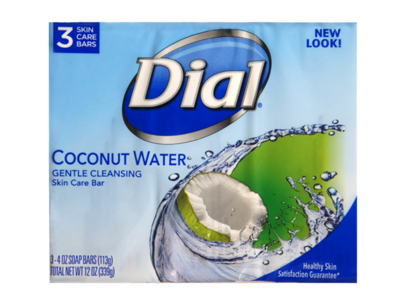 Dial Gentle Cleansing Skin Care Bars Soap, Coconut Water, 12 oz/339 g, 3 Count