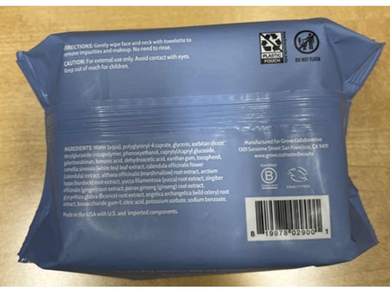 Rooted Beauty Purifying Facial Towelettes, White Tea & Calendula, 30 Count