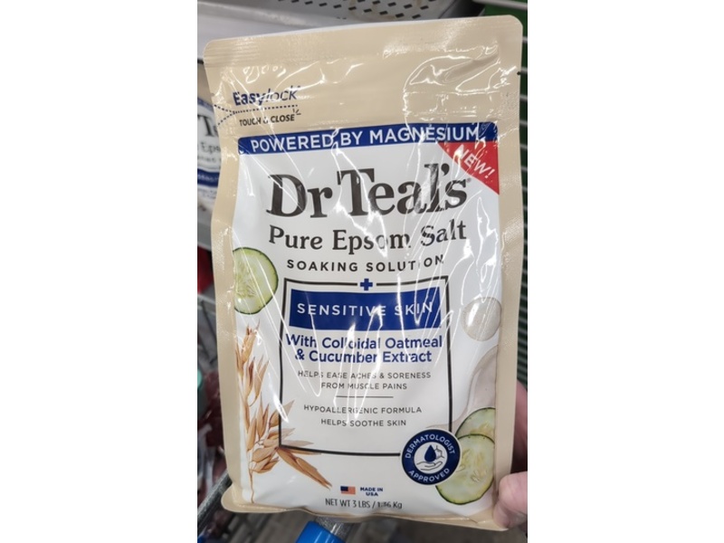 Dr Teal's Pure Epsom Salt, Colloidal Oatmeal & Cucumber Extract, 1.36 kg