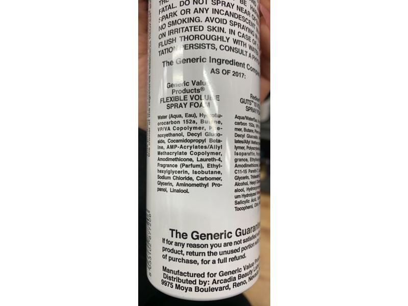 Generic Value Products Flexible Volume Spray Foam, Medium Control Anti-Frizz Volumizing Spray, 10 oz/285 g