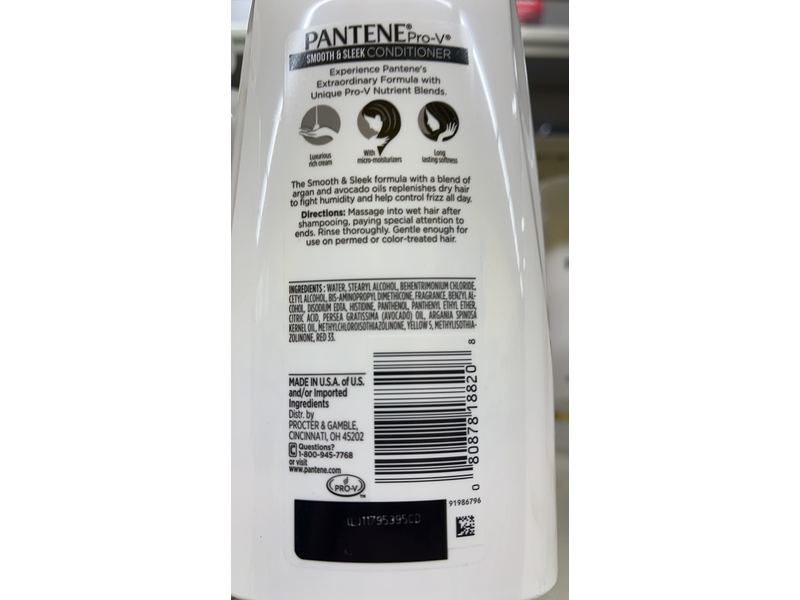 Pantene Pro-V Conditioner, Smooth & Sleek, 16.7 fl oz/495 mL