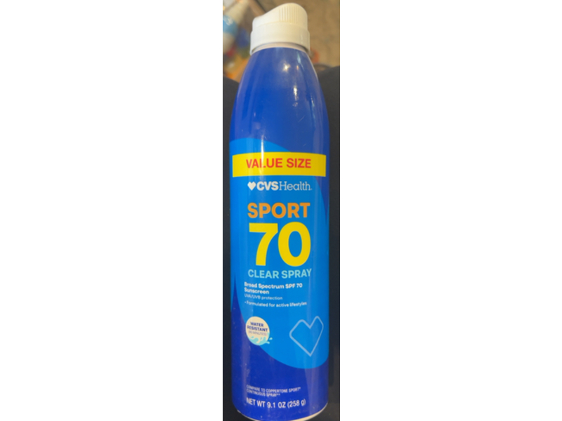 CVS Health Sport Clear Spray Sunscreen, SPF 70, 9.1 oz/258 g