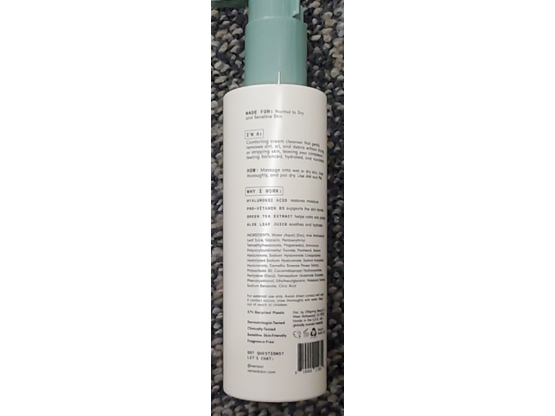 Versed Soft Launch Gentle Hydrating Cleanser, Hyaluronic Acid + Pro-Vitamin B5, 6 fl oz/177 mL