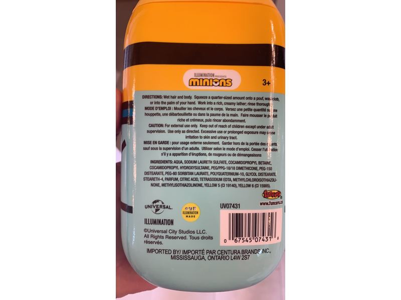 Minions 3-In-1 Body Wash, Shampoo & Conditioner, Strawberry-Banana Scented, 414 mL