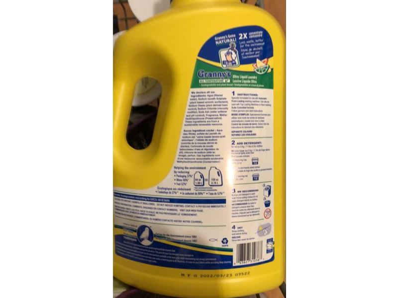 Granny's Gone Ultra Liquid Laundry Detergent, Fresh Citrus, 128 Loads, 128 oz/3.78 L