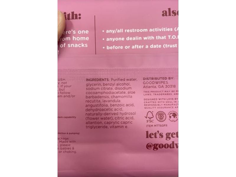 Goodwipes Flushable & Plant Based Wipes, Rose Water, 60 Count, Pack Of 8