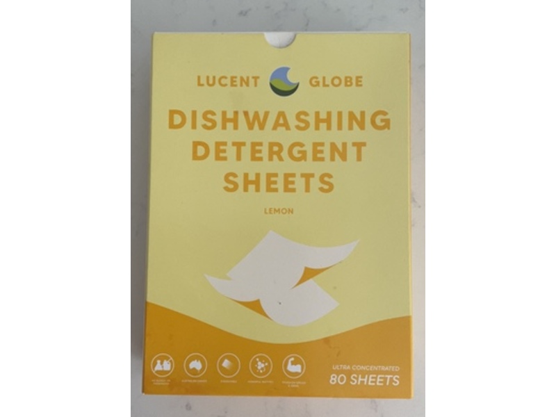 Lucent Globe Dishwashing Detergent Sheets, Lemon, 80 Count