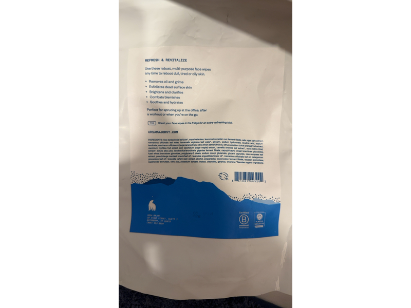 Ursa Major Instantly Refreshing Face Wipes, 40 Count
