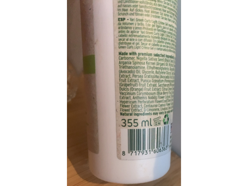 Yari Green Curls Curling Cream Gel, 12 fl oz/355 mL