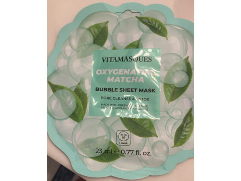 Vitamasques Oxygenating Matcha Bubble Sheet Mask, 0.77 fl oz/23 mL