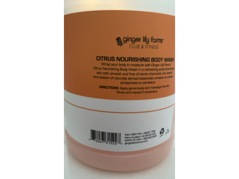 Ginger Lily Farms Club & Fitness Nourishing Body Wash, Citrus Scent, 120 fl oz/3.78 L