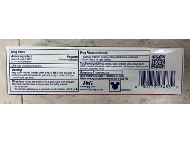 Crest Disney Princess Toothpaste, Bubblegum Rush, 4.2 oz/119 g