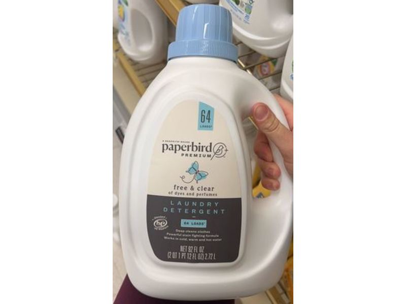 Paperbird Laundry Detergent, Free & Clear, 64 Loads,92 fl oz/2.27 L