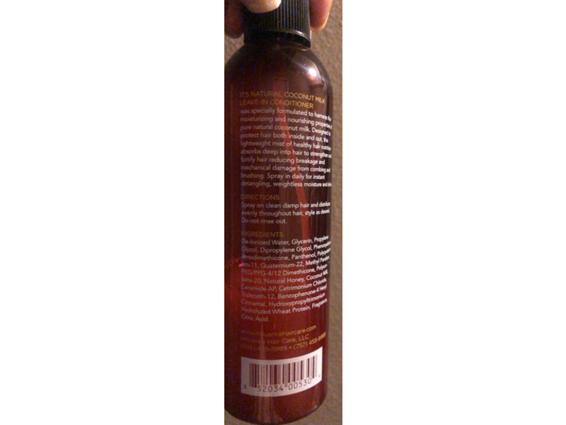 Influance It's Natural Coconut Milk Leave In Conditioner, 8 fl oz