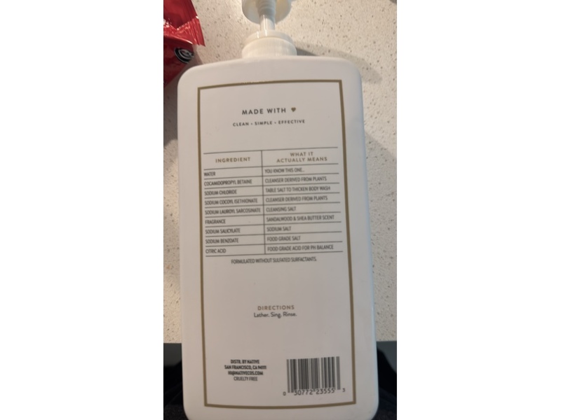 Native Body Wash, Sandalwood & Shea Butter, 36 fl oz/