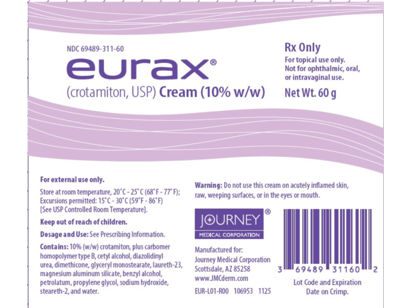 Eurax (crotamiton) Cream 10%, USP, 60 g, Journey Medical Corporation (Rx)