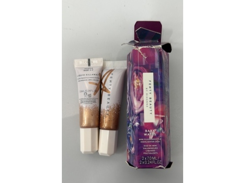 Fenty Beauty by Rihanna Baby Watts Fluid Freestyle Highlighter, Sandy Peach + Hustla Baby 2.0 , 0.24 fl oz/70 mL