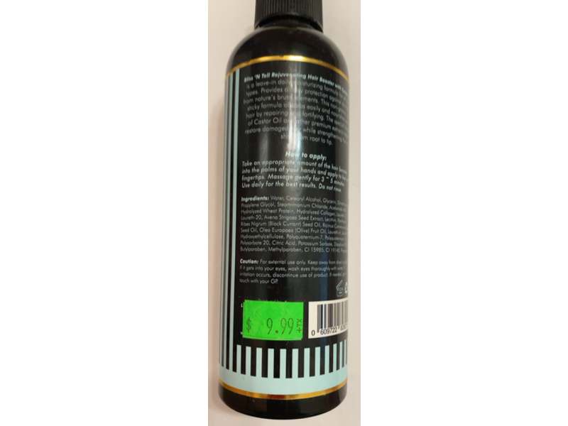 Bliss N Tell Rejuvenating Hair Booster, Castor Oil, 6.8 fl oz/200 mL