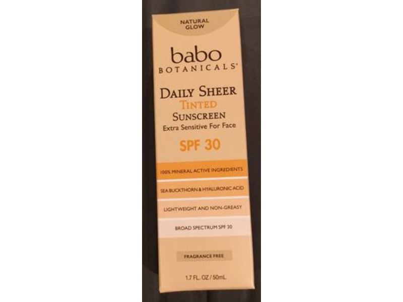 Babo Botanicals Daily Sheer Tinted Sunscreen, Natural Glow, SPF 30, 1.7 fl oz/50 mL