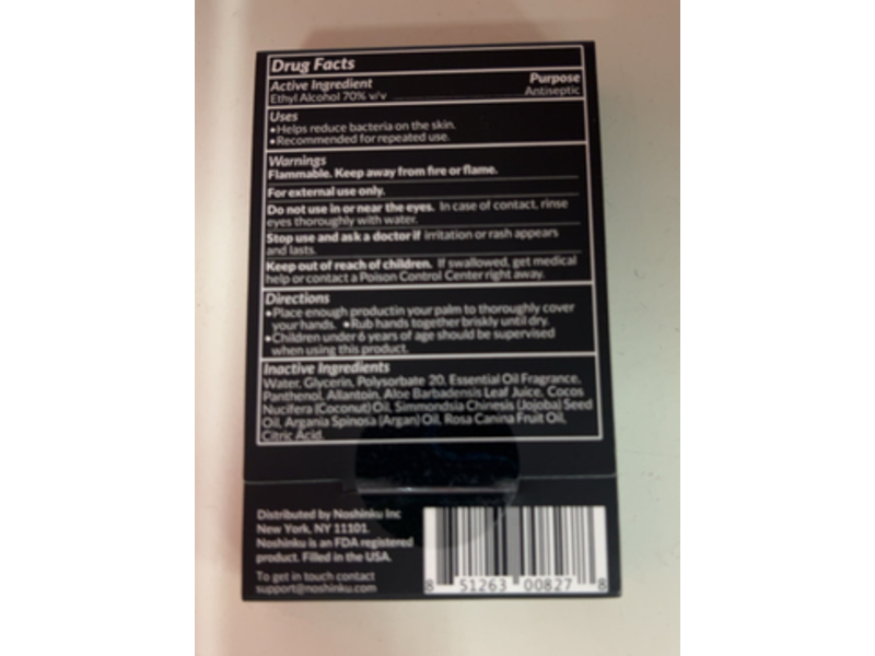 Noshinku Refillable Nourishing Hand Sanitizer, Bergamot, 0.67 oz/20 mL, 3 Pack