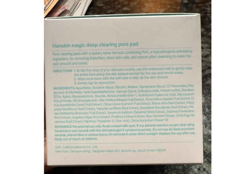 Hanskin Magic Deep Clearing Pore Pad, 6.08 fl oz/180 mL, 70 Count