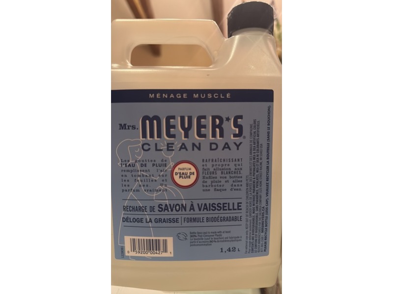 Mrs Meyer's Clean Day Dish Soap Refill, Rain Water, 48 fl oz/1.42 L