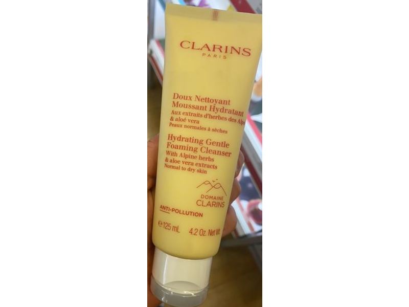 Clarins Hydrating Gentle Foaming Cleanser, Normal To Dry Skin, Anti-Pollution, 4.2 fl oz/125 mL