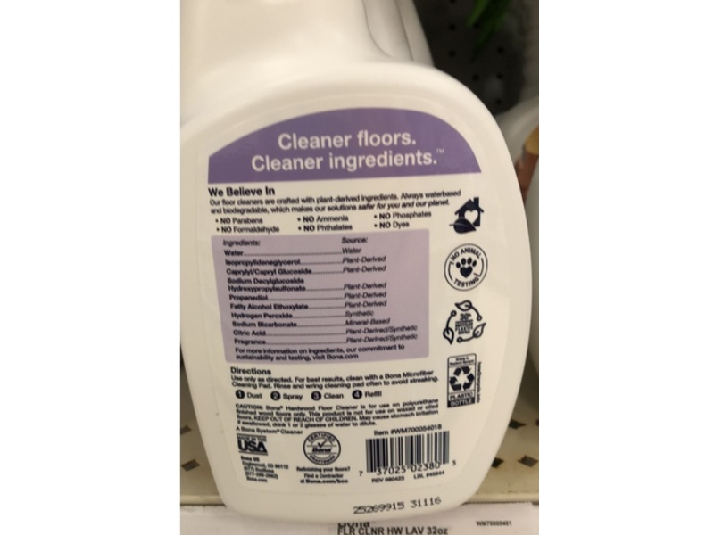 Bona Hardwood Floor Cleaner Spray, Lavender Thyme, 32 fl oz/946 mL
